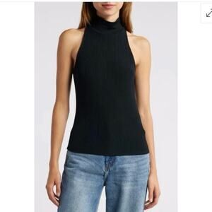 PAIGE Black Sleeveless Ribbed Top